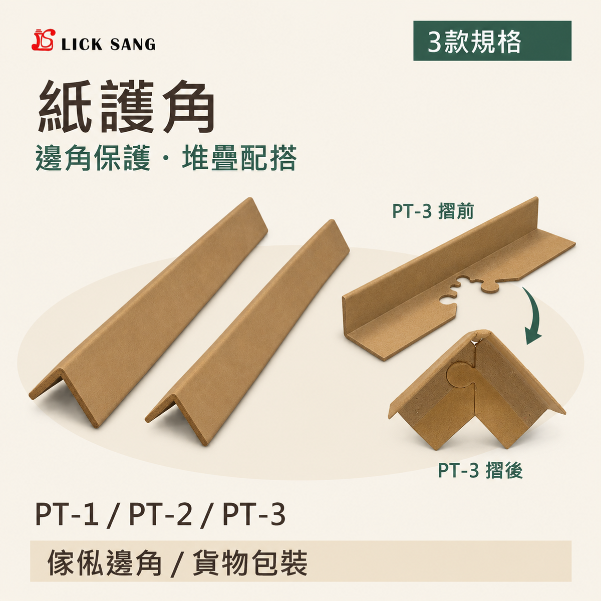 紙護角|PT-1 / PT-2 / PT-3|邊角保護・堆疊配搭